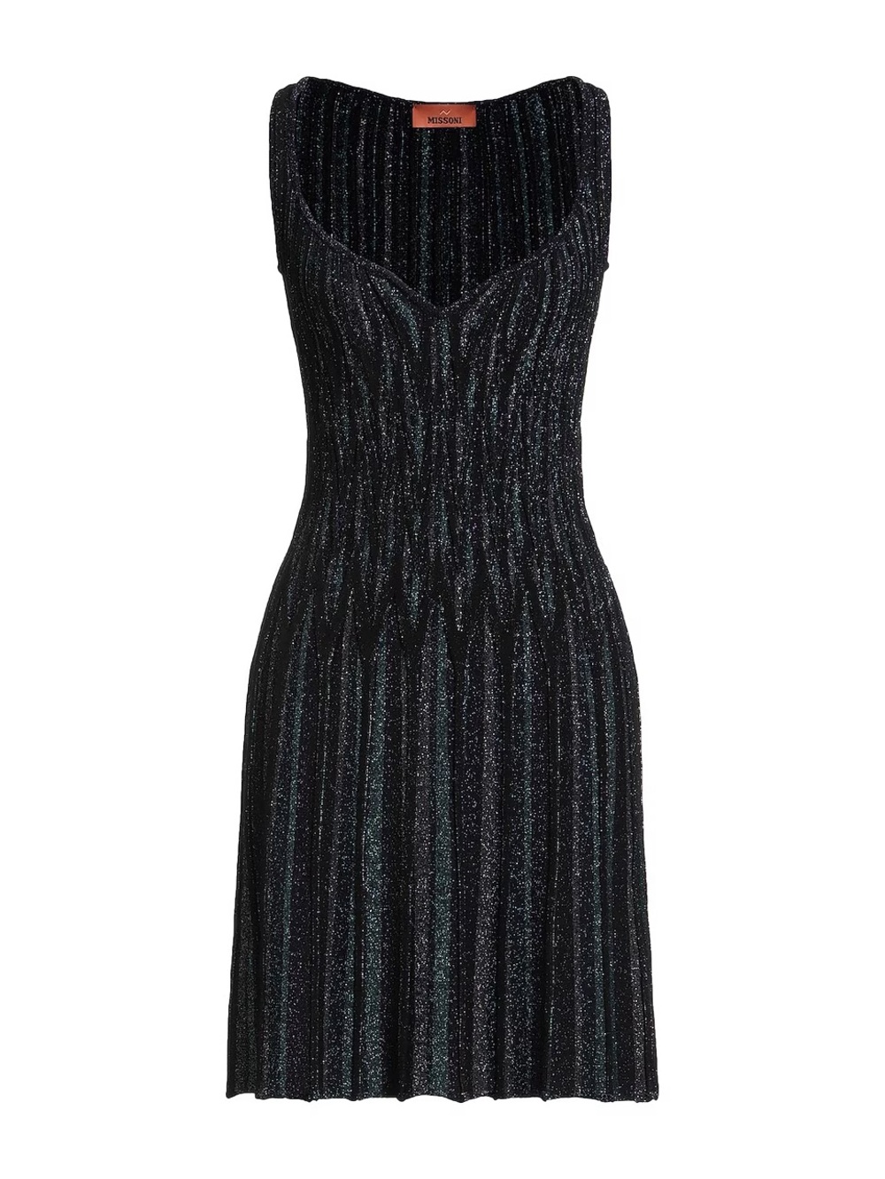 Missoni Black Shimmer Ribbed Sleeveless Mini Dress